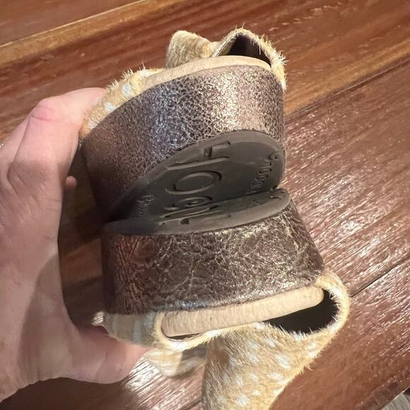 Chocolat Blu Yiona Leather Genuine Calf Hair Wedge Mule Sandal Shoe Size 6 - Picture 7 of 10